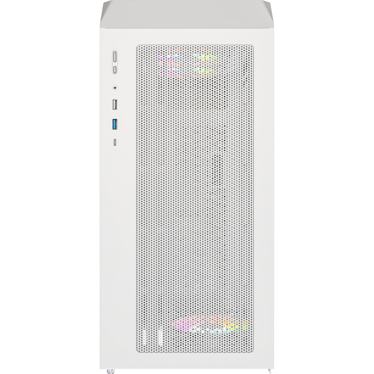 Boîtier tour midi Montech x5m (blanc | 2x USB-A | 1x USB-C | RGB | verre trempé)