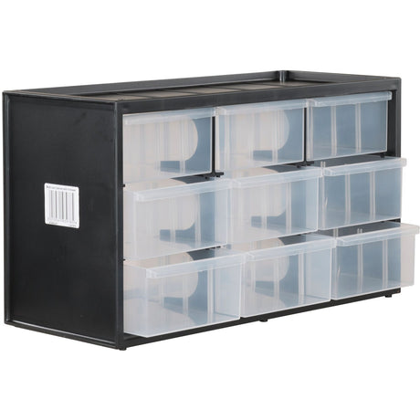 Commode Stanley boîte à outils 9 compartiments (noir transparent)