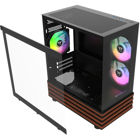 Boîtier mini tour Thermaltake view 170 ws argb (couleur bois noir | 2x usb-a | rgb | fenêtre)