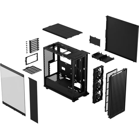 Fractal design north - boîtier tour midi édition momentum (couleur bois noir | 2x USB-A | 1x USB-C | verre trempé)