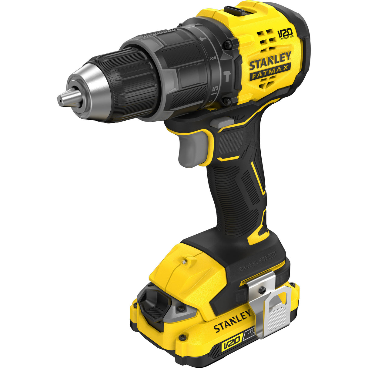 Tournevis perceuse à percussion Stanley Fatmax V20 18V (noir jaune, 2 piles et chargeur inclus, avec étui)