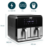 Friteuse à air chaud Princess double panier Aerofryer (noir, 2x 4 litres)