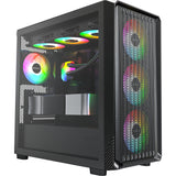 Boîtier tour midi Montech x5m (noir | 2x USB-A | 1x USB-C | RGB | verre trempé)