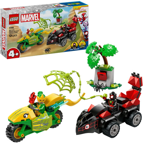 Lego Spidey 11198 Spider et poursuite électrique avec des véhicules dinosaures
