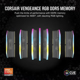 Corsair vengeance rgb 32 gb ddr5-6000 (2x 16 gb) werkgeheugen (zwart, cmh32gx5m2d6000z38, xmp, expo)