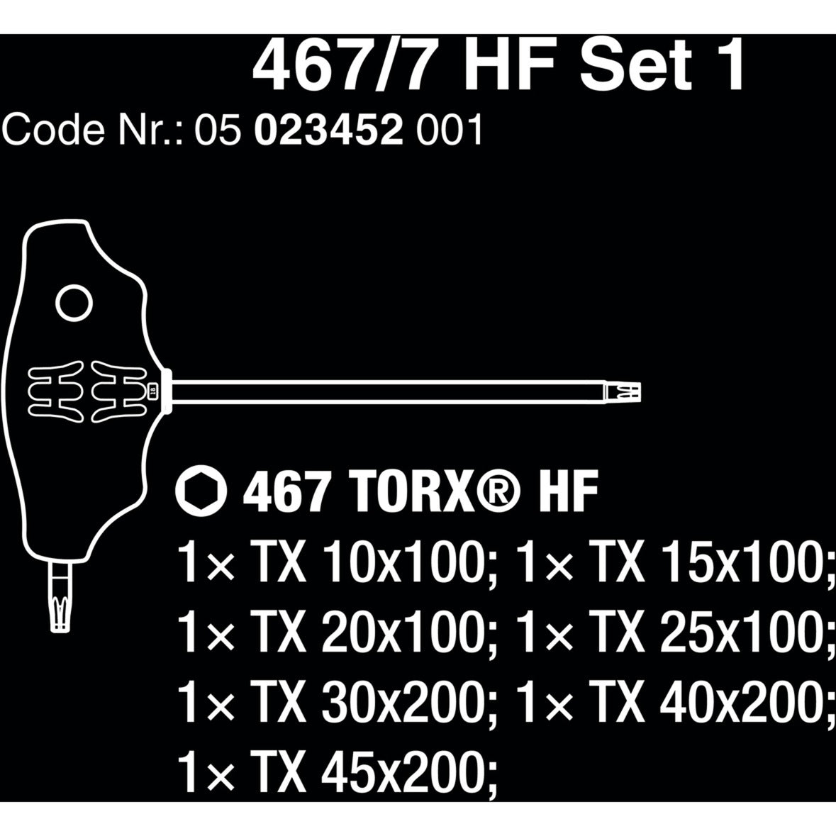 Wera 467 7 torx hf set 1 tournevis cruciforme + crémaillère, 7 pièces (noir vert, avec fonction de maintien)