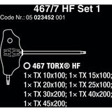Wera 467 7 torx hf set 1 tournevis cruciforme + crémaillère, 7 pièces (noir vert, avec fonction de maintien)
