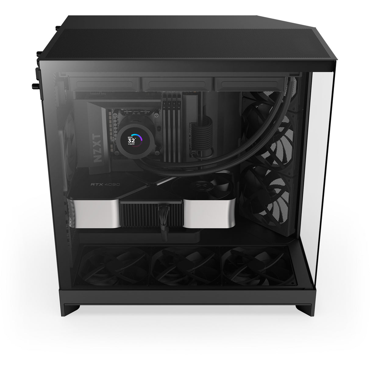 Boîtier tour midi Nzxt h9 flow (noir (mat) | 2x USB-A | 1x USB-C | verre trempé)