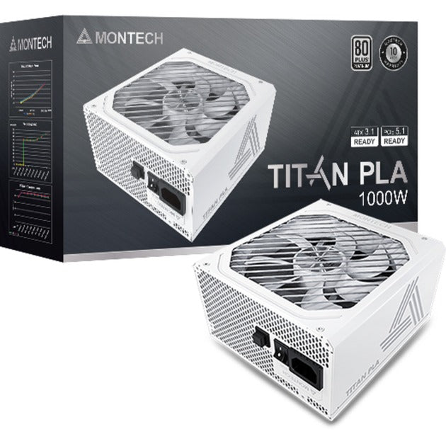 Alimentation modulaire Montech titan pla 1000 watts (blanc, 2x pcie)