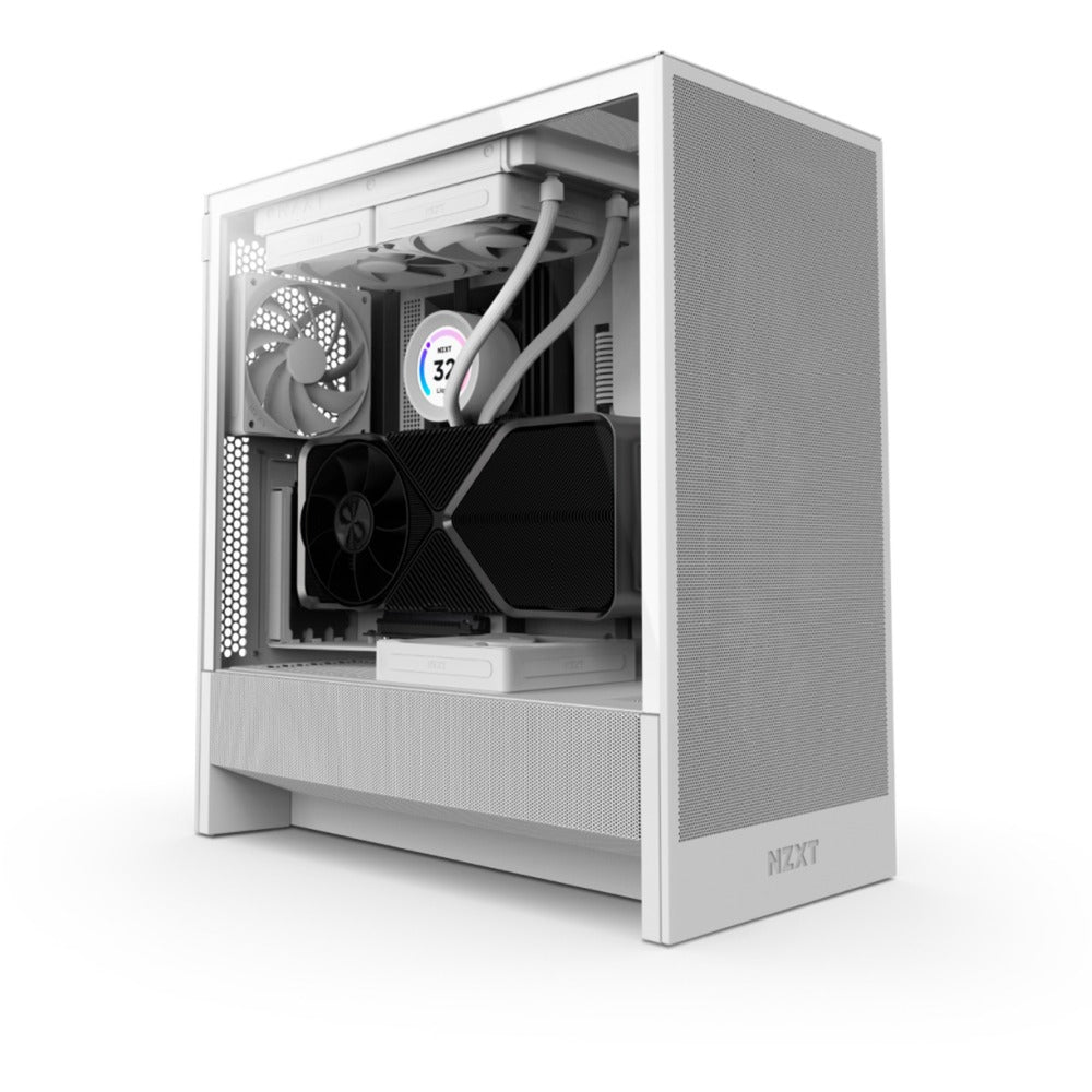 Boîtier tour midi Nzxt h5 flow v2 (blanc | 1x USB-A | 1x USB-C | verre trempé)