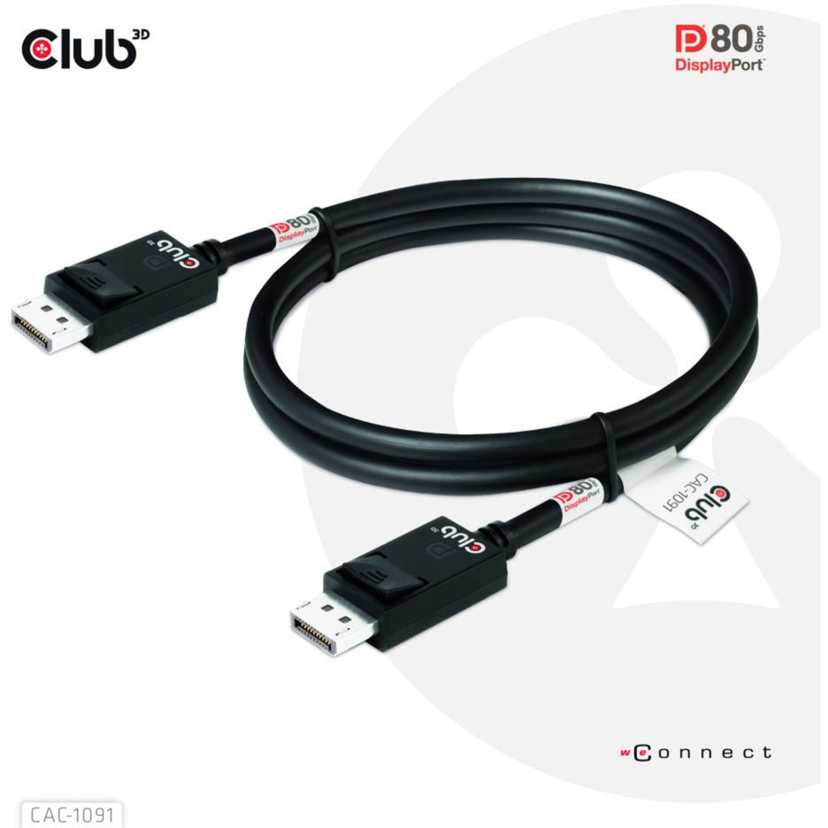Club 3D DisplayPort 2.1 Câble certifié Vesa DP80 mâle-mâle (noir, 1,2 mètre, 4K 240 Hz, 8K 60 Hz, 80 Gbit/s)