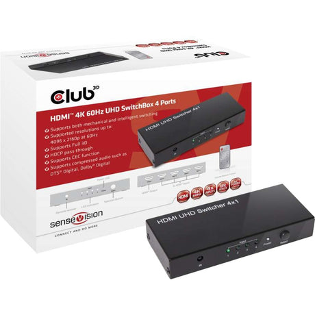 Adaptateur Club 3D HDMI 2.0 UHD Switchbox 4 ports (noir, CSV-1370)