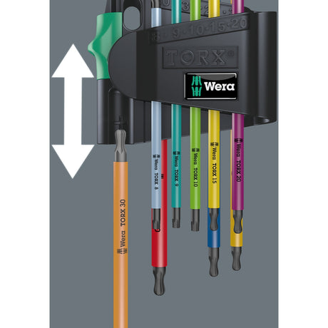 Wera jeu de clés hexagonales torx 967 9 tx bo multicolore 1 sb (9 pièces, torx t8 à t40)
