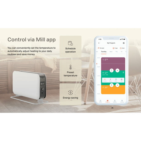 Mill wifi convectorkachel co1500maxwifi3 (wit zwart, 1500 watt, wifi + app control)
