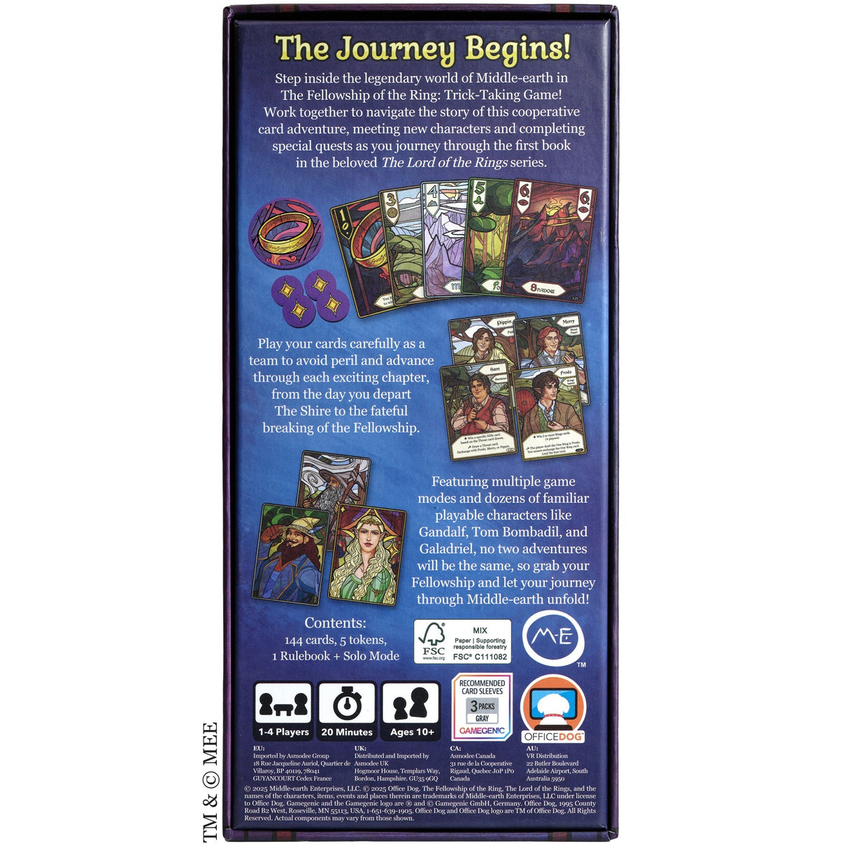 Asmodee le seigneur des anneaux : communauté de l'anneau : jeu de cartes (anglais, 1 à 4 joueurs, 20 minutes, à partir de 10 ans)