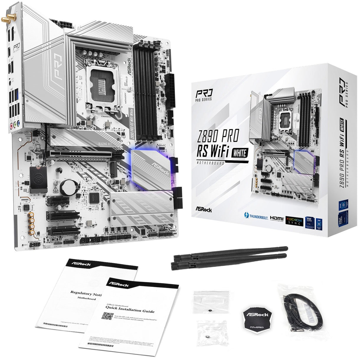 Carte mère Asrock Z890 Pro RS WiFi White Socket 1851 (blanc, RAID, 2,5 Go-LAN, Wi-Fi 6e, BT, Sound, ATX)