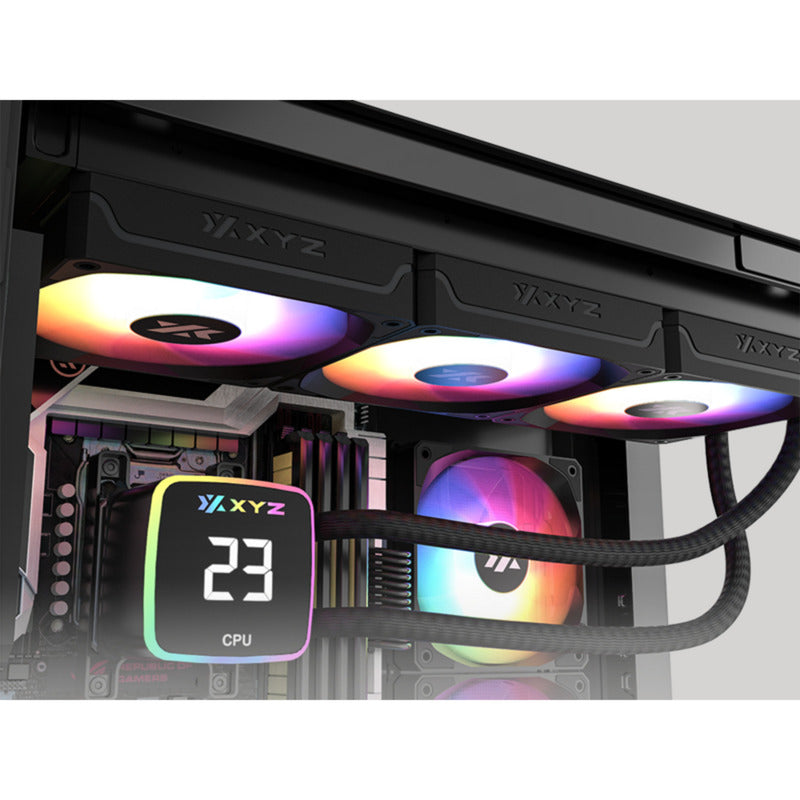 Xyz pc gear aquapulse aio 360 refroidissement par eau (noir, argb, pwm)