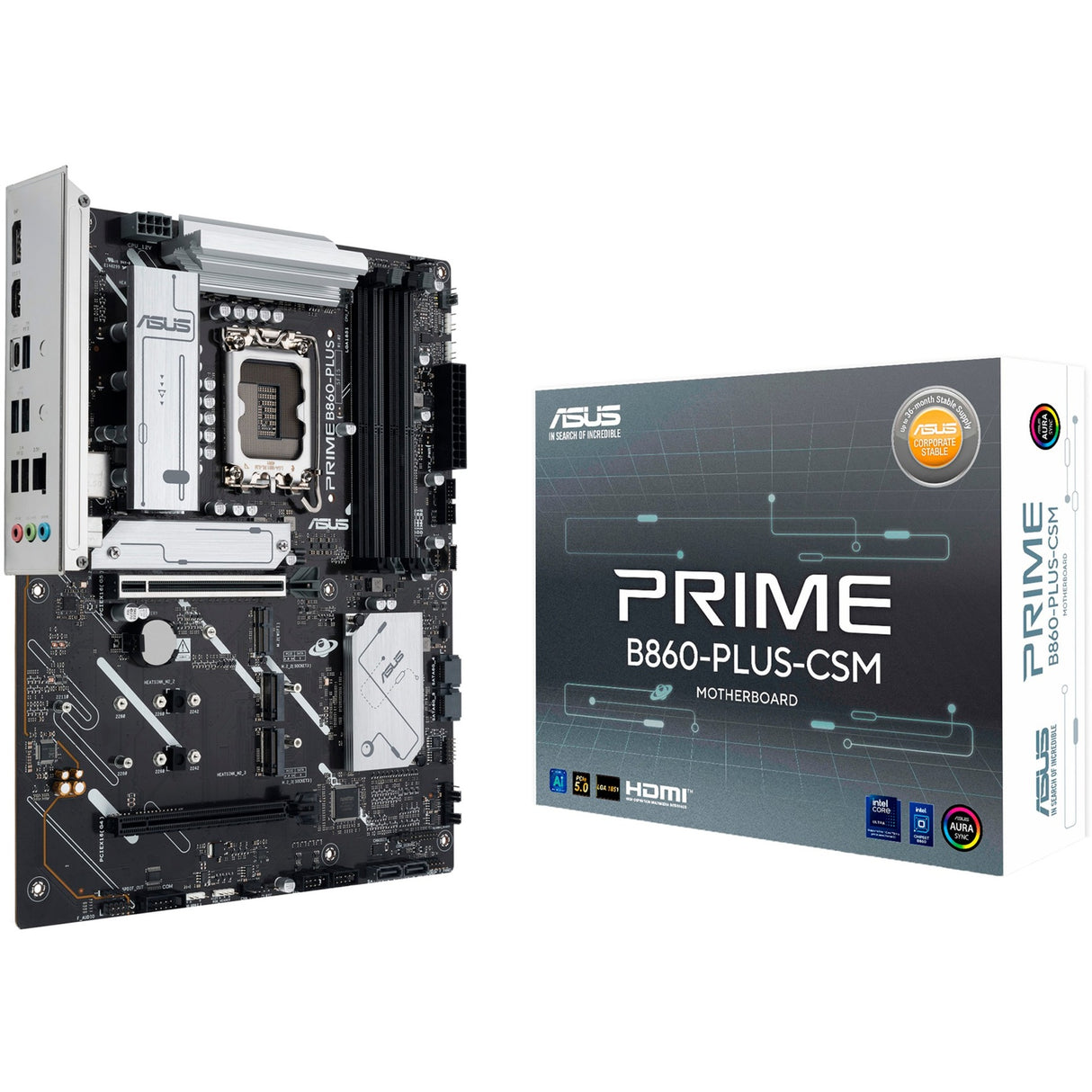 Carte mère Asus Prime B860-Plus-CSM Socket 1851 (RAID, 2,5 Go-LAN, Son, ATX)