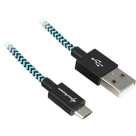 Câble Sharkoon USB 2.0, USB-A > micro-USB B (noir bleu clair, 1 mètre)