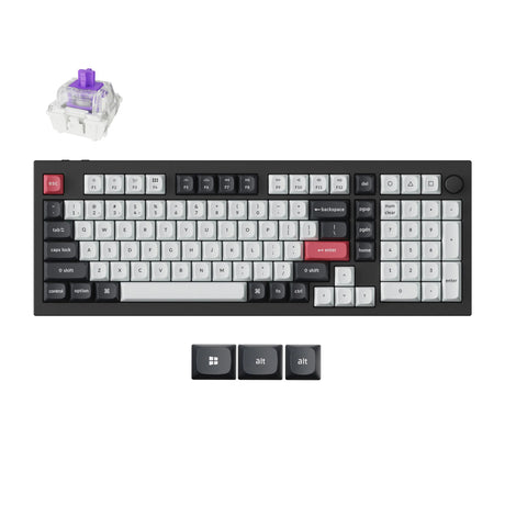 Clavier personnalisé sans fil Keychron q5 he qmk (noir, disposition américaine (qwerty), nébuleuse magnétique à double rail gateron, 96 %, LED RVB, pbt double-shot osa, échange à chaud, bouton, 2,4 GHz | Bluetooth 5.1 | USB-C)
