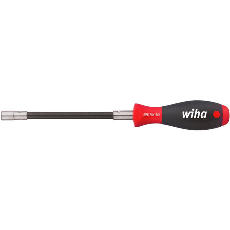 Tournevis Wiha avec porte-embout serrage soft finish avec bague de blocage (noir rouge, tige flexible, 1 4 )