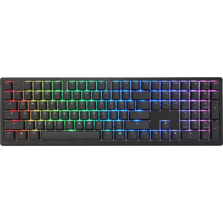 Ducky Zero 6108 clavier de jeu mécanique RVB noir classique (noir, disposition américaine (qwerty), rouge cerise mx2a, 100 %, LED RVB, pbt double-shot, échange à chaud, 2,4 GHz | Bluetooth | USB-C)