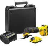 Outil multifonction Stanley fatmax v20 18v (jaune noir, étui, 2 batteries (2,0ah) et chargeur (2a) inclus)