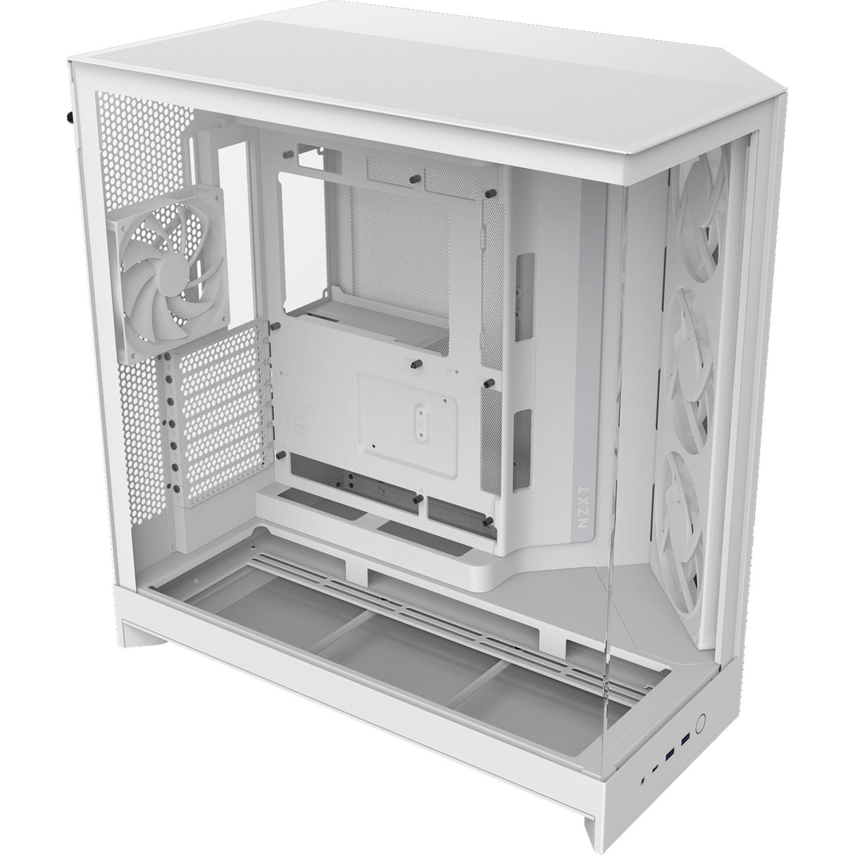 Boîtier tour midi Nzxt h9 flow rgb (blanc (mat) | 2x usb-a | 1x usb-c | rgb | verre trempé)