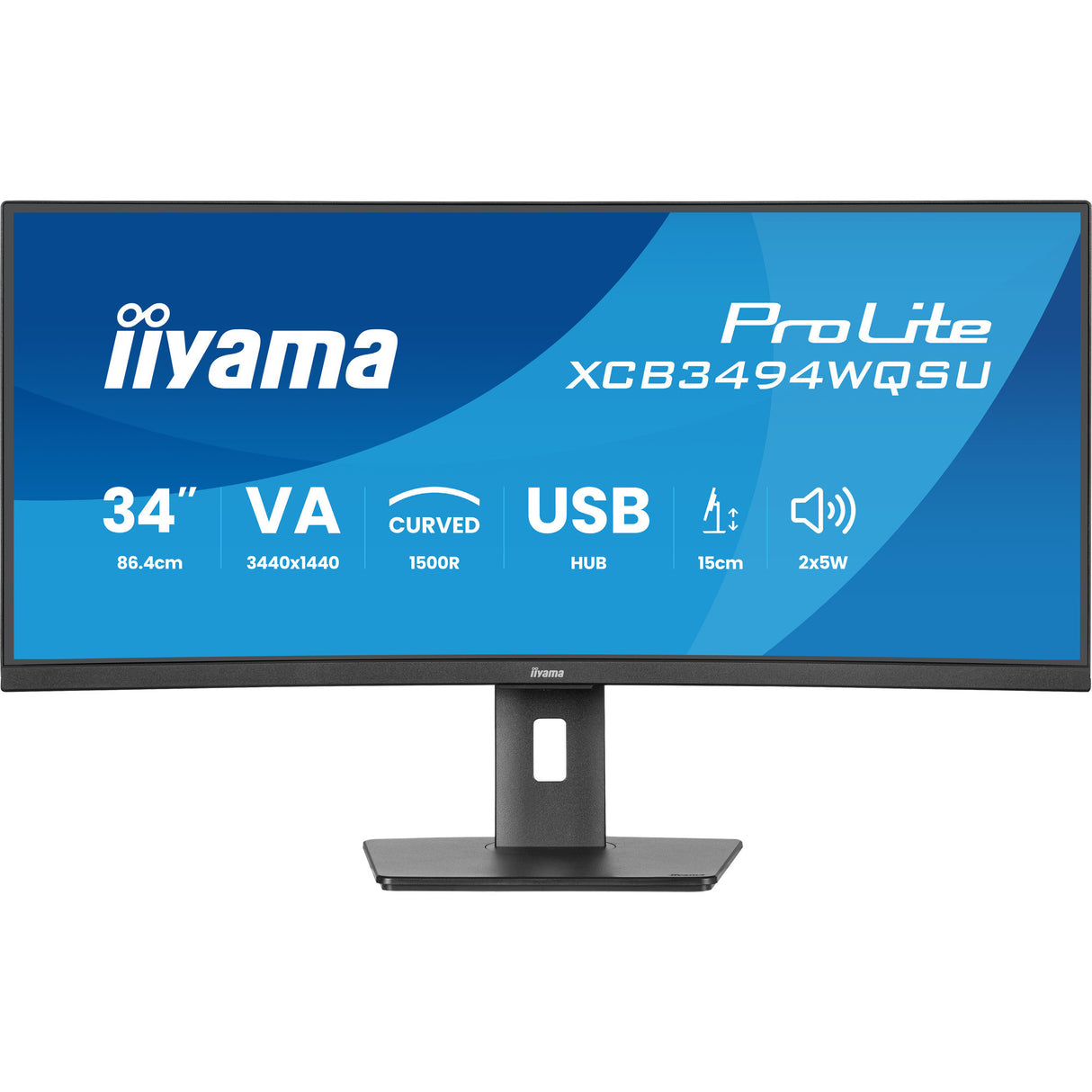 Moniteur ultra-large incurvé Iiyama Prolite XCB3494WQSU-B1 34 (noir, 2x HDMI, port d'affichage, 2x USB-A, 2x USB-C)