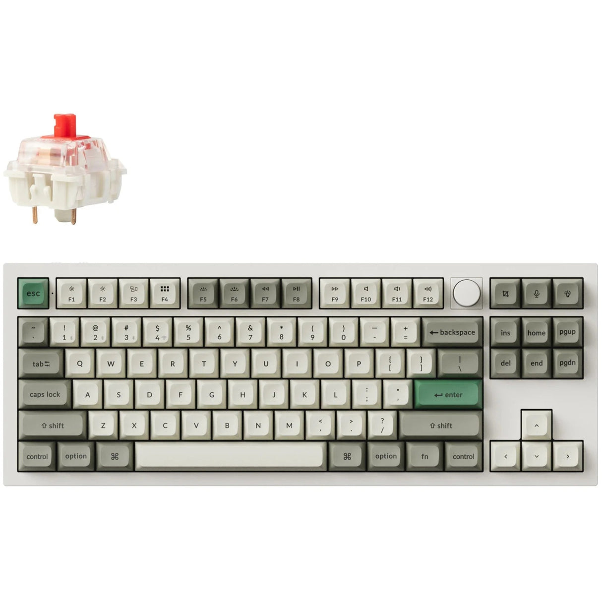 Clavier mécanique Keychron Q3 Max-P1 RGB (blanc, disposition américaine (QWERTY), Gateron Jupiter Red, 80 % (TKL), LED RVB, PBT double-shot KSA, échange à chaud, bouton, 2,4 GHz | Bluetooth 5.1 | USB-C)