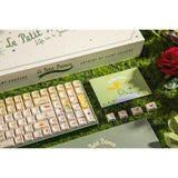 Clavier de jeu mécanique RVB Iqunix f97 floral date (vert, disposition américaine (qwerty), rouge gateron, 96 %, LED RVB, remplaçable à chaud, pbt, 2,4 GHz | Bluetooth 5.1 | USB-C)