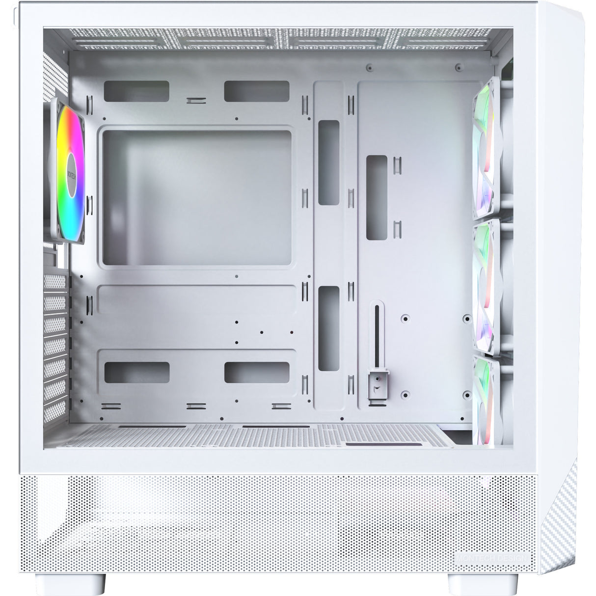 Boîtier tour midi Montech x5 (blanc | 2x USB-A | 1x USB-C | verre trempé)