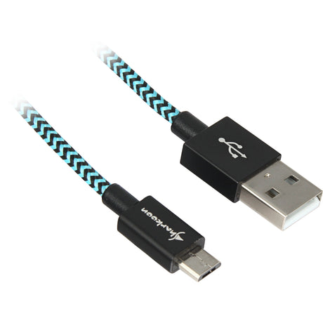 Câble Sharkoon USB 2.0, USB-A > micro-USB B (noir bleu clair, 0,5 mètre)