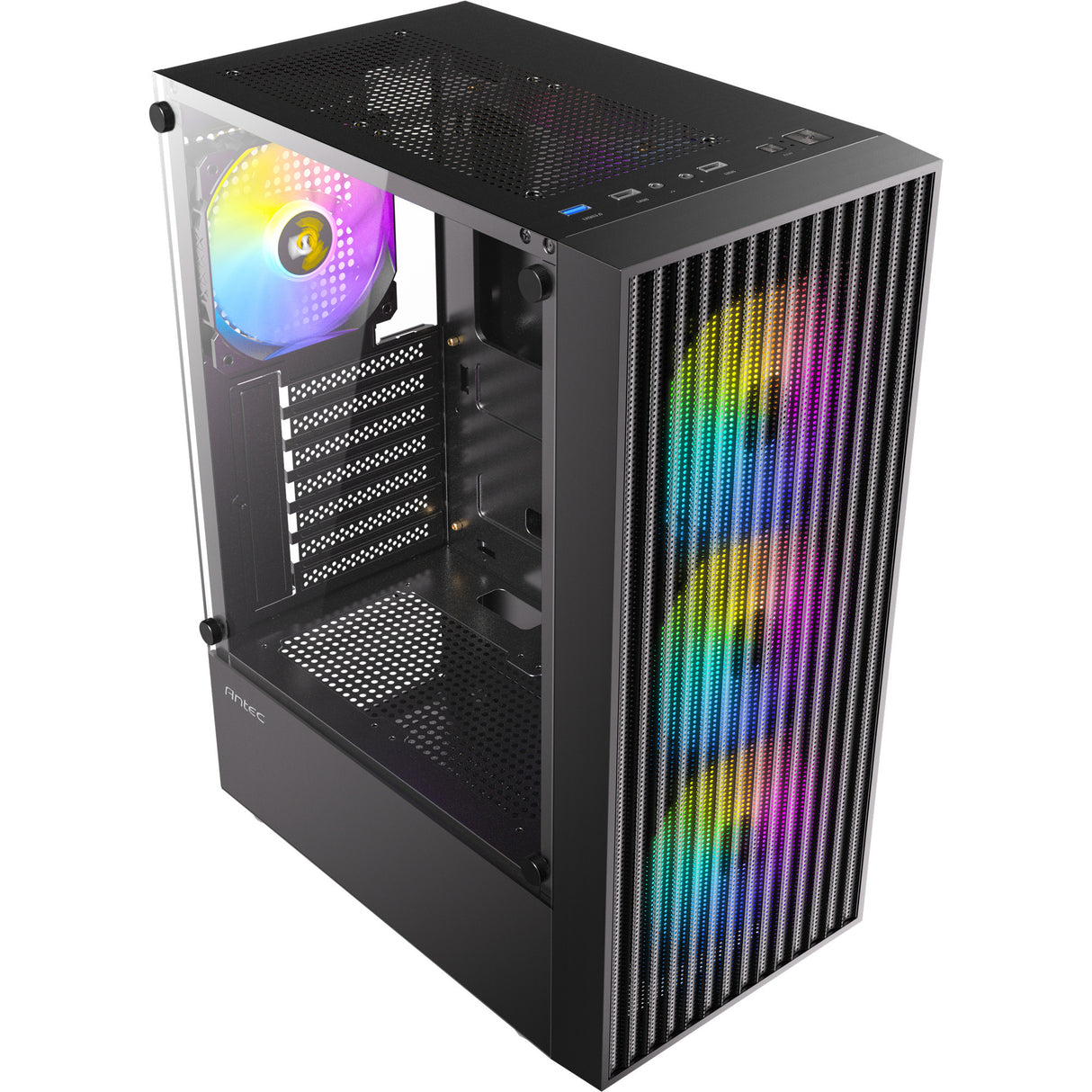 Boîtier tour midi Antec ax27 rgb Elite (noir | 3x USB-A | verre trempé)