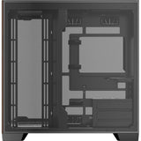 Boîtier tour midi en bois courbe Antec c8 (couleur bois noir | 2x USB-A | 1x USB-C | verre trempé)