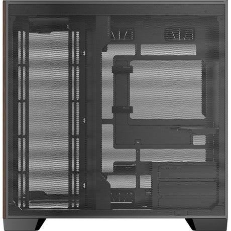 Boîtier tour midi en bois courbe Antec c8 (couleur bois noir | 2x USB-A | 1x USB-C | verre trempé)