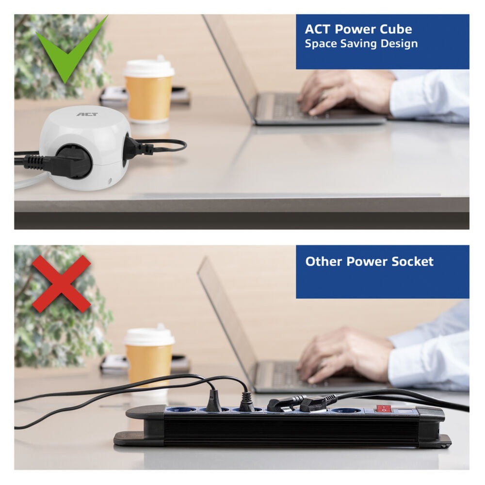 Cube multiprise de connectivité Act avec 3 prises, 30w d