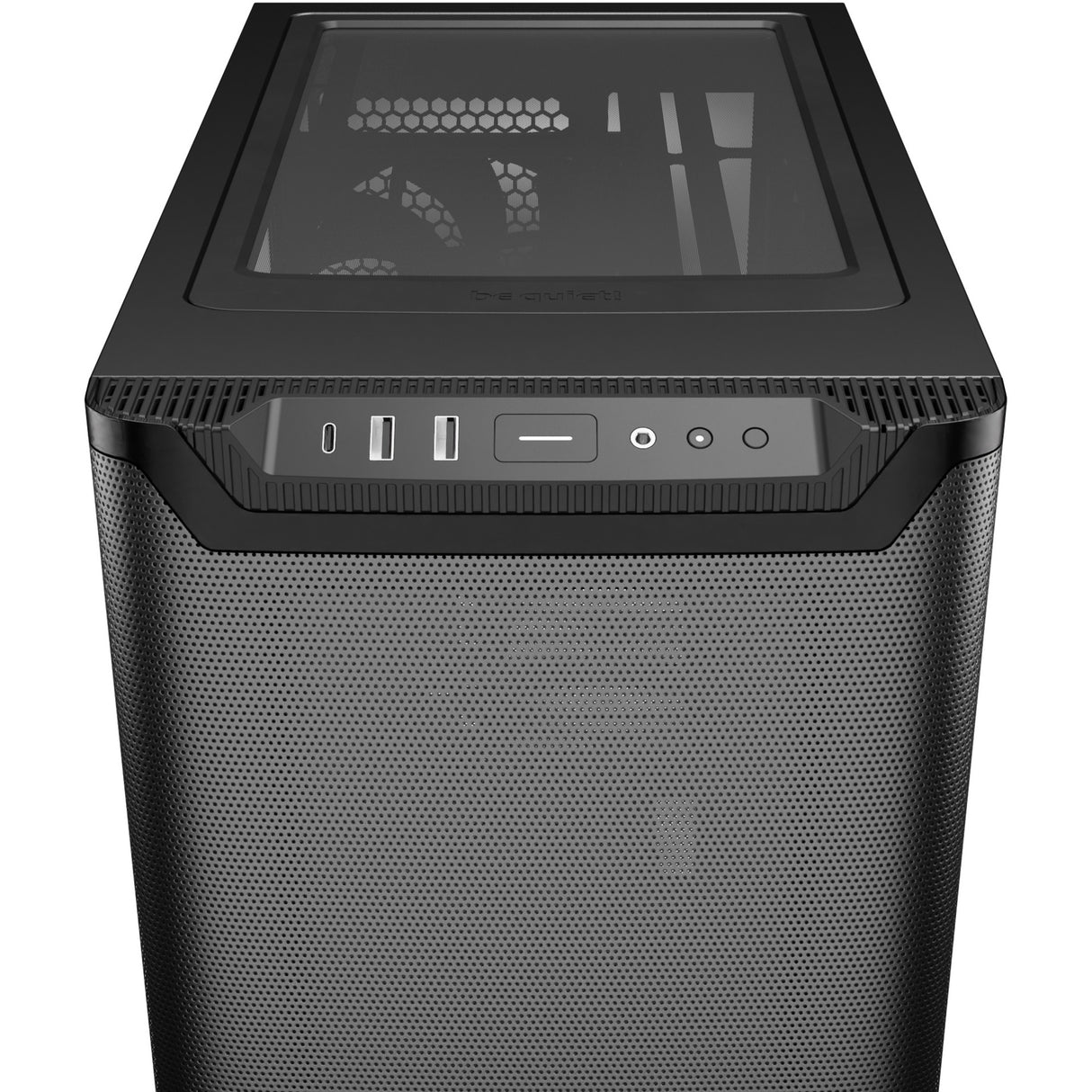 Soyez silencieux! boîtier tour midi à fenêtre de flux d'air pure base 501 (noir | 2x USB-A | 1x USB-C | verre trempé)