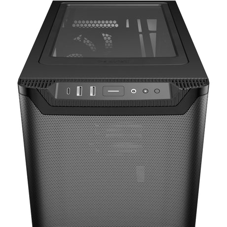 Soyez silencieux! boîtier tour midi à fenêtre de flux d'air pure base 501 (noir | 2x USB-A | 1x USB-C | verre trempé)