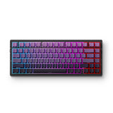 Mchose g75 pro tri-mode noir violet dégradé matcha latte v2 structure de joint mécanique, clavier de jeu (noir violet, disposition américaine, huano matcha latte v2, 75%, RVB, hot swap, pbt gravé sur le côté, bluetooth sans fil usb-c)