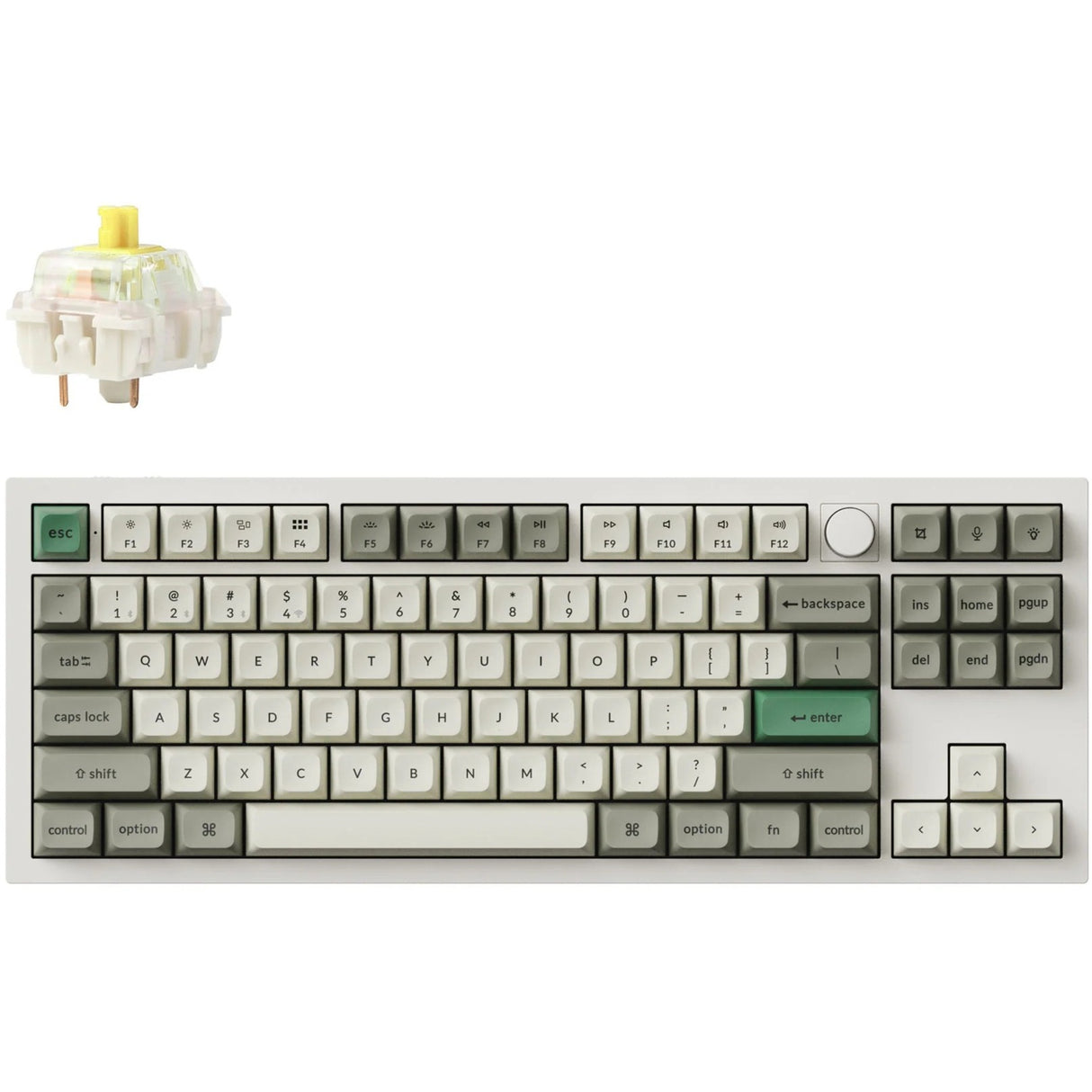 Clavier mécanique Keychron Q3 Max-P4 RGB (blanc, disposition américaine (QWERTY), Gateron Jupiter Banana, 80 % (TKL), LED RVB, PBT double-shot KSA, échange à chaud, bouton, 2,4 GHz | Bluetooth 5.1 | USB-C)