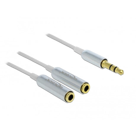 Delock câble répartiteur audio jack stéréo mâle 3,5 mm > 2x câble répartiteur jack stéréo femelle (argent blanc)