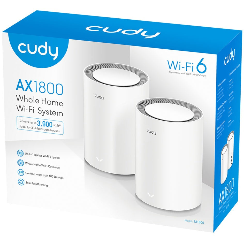 Cudy ax1800 gigabit mesh wi-fi 6 system (paquet de 2) routeur maillé (blanc)