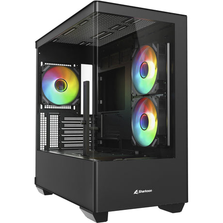 Sharkoon Elite Shark cm100 boîtier tour midi (noir | 2x USB-A | 1x USB-C | RVB | verre trempé)