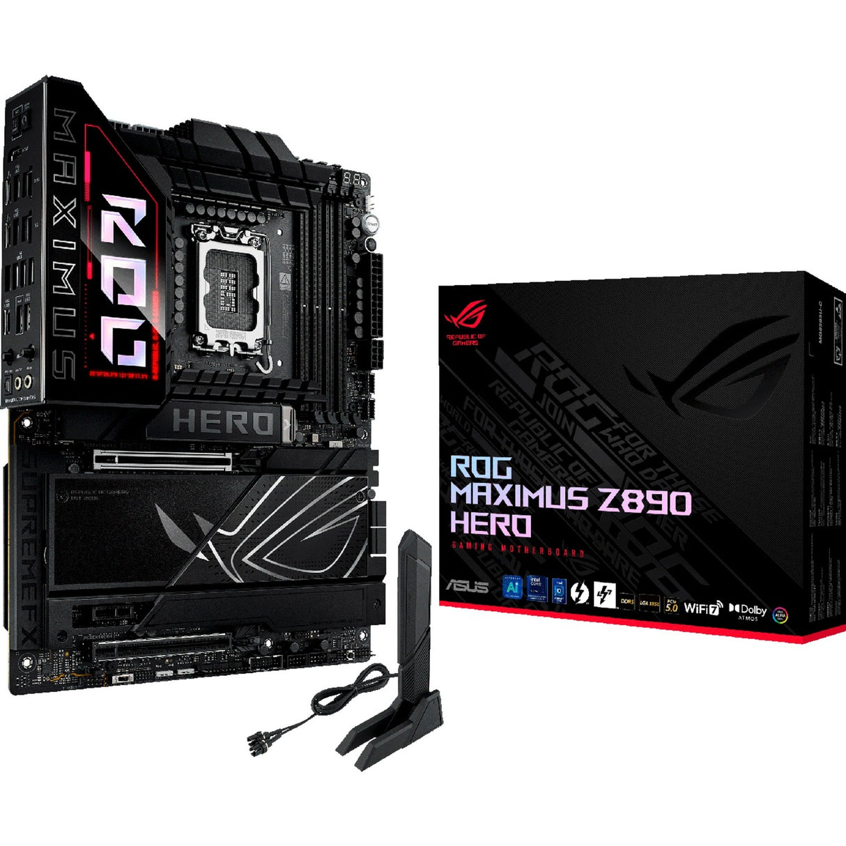 Carte mère Asus Rrog Maximus Z890 Hero Socket 1851 (noir, RAID, 2,5 Go-LAN, 5 Go-LAN, Wi-Fi 7, BT, Sound, ATX)