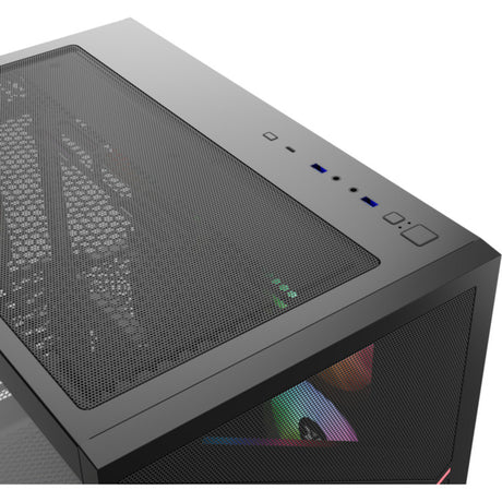 Boîtier tour midi Xyz PC Gear Qubex (noir | 2x USB-A | 1x USB-C | Verre trempé)