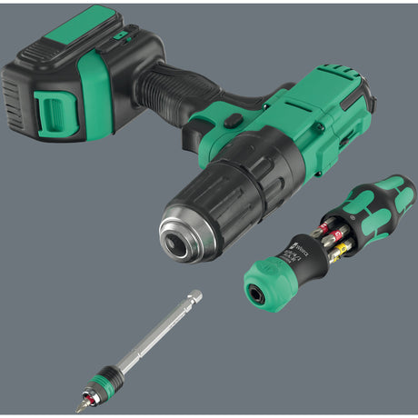 Wera kraftform kompakt 25 ra-r avec étui, jeu d'embouts 6 pièces (noir vert)