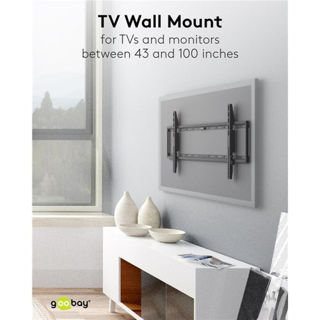 Goobay Support TV mural fixe 43 - 100 pouces (109 - 254 cm), max. Support mural 70 kg (noir)