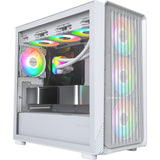 Boîtier tour midi Montech x5m (blanc | 2x USB-A | 1x USB-C | RGB | verre trempé)