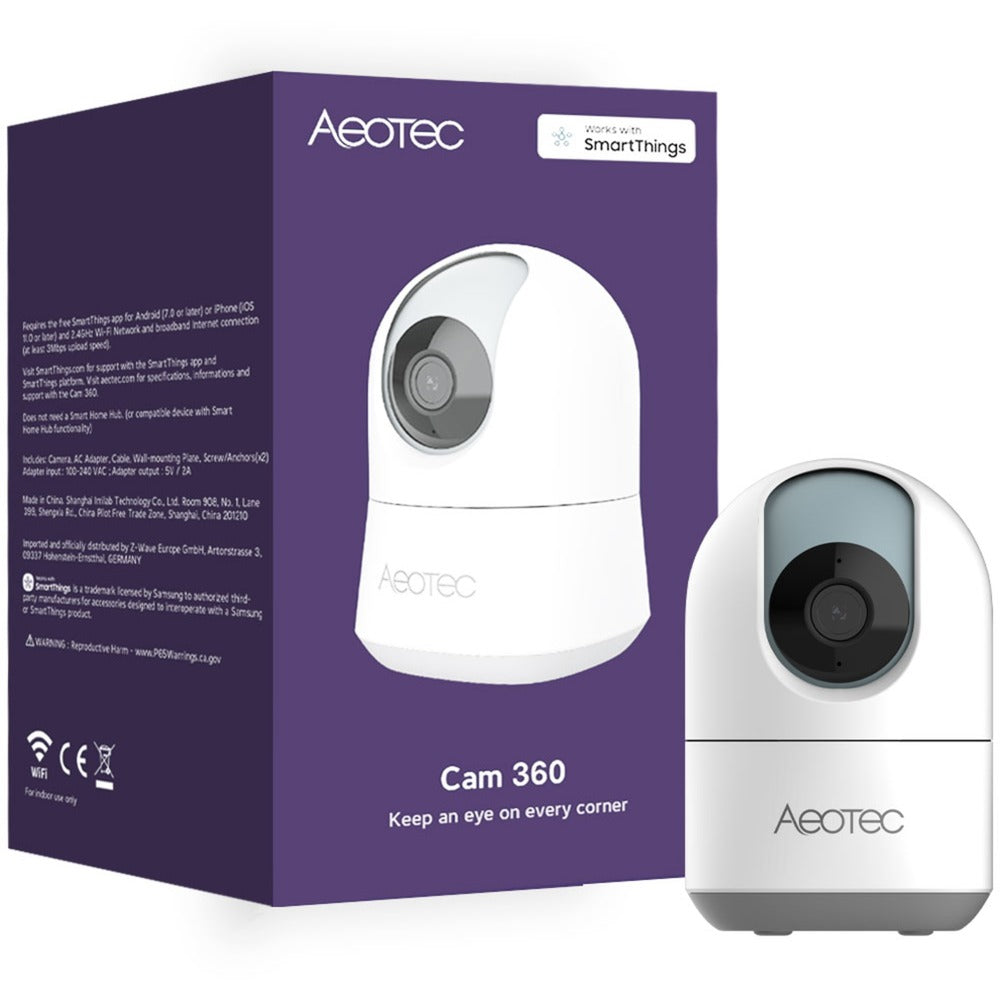 Caméra de sécurité Aeotec cam 360 (blanche)